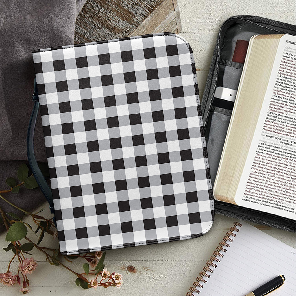 Black And White Check Pattern Print Leather Bible Cover