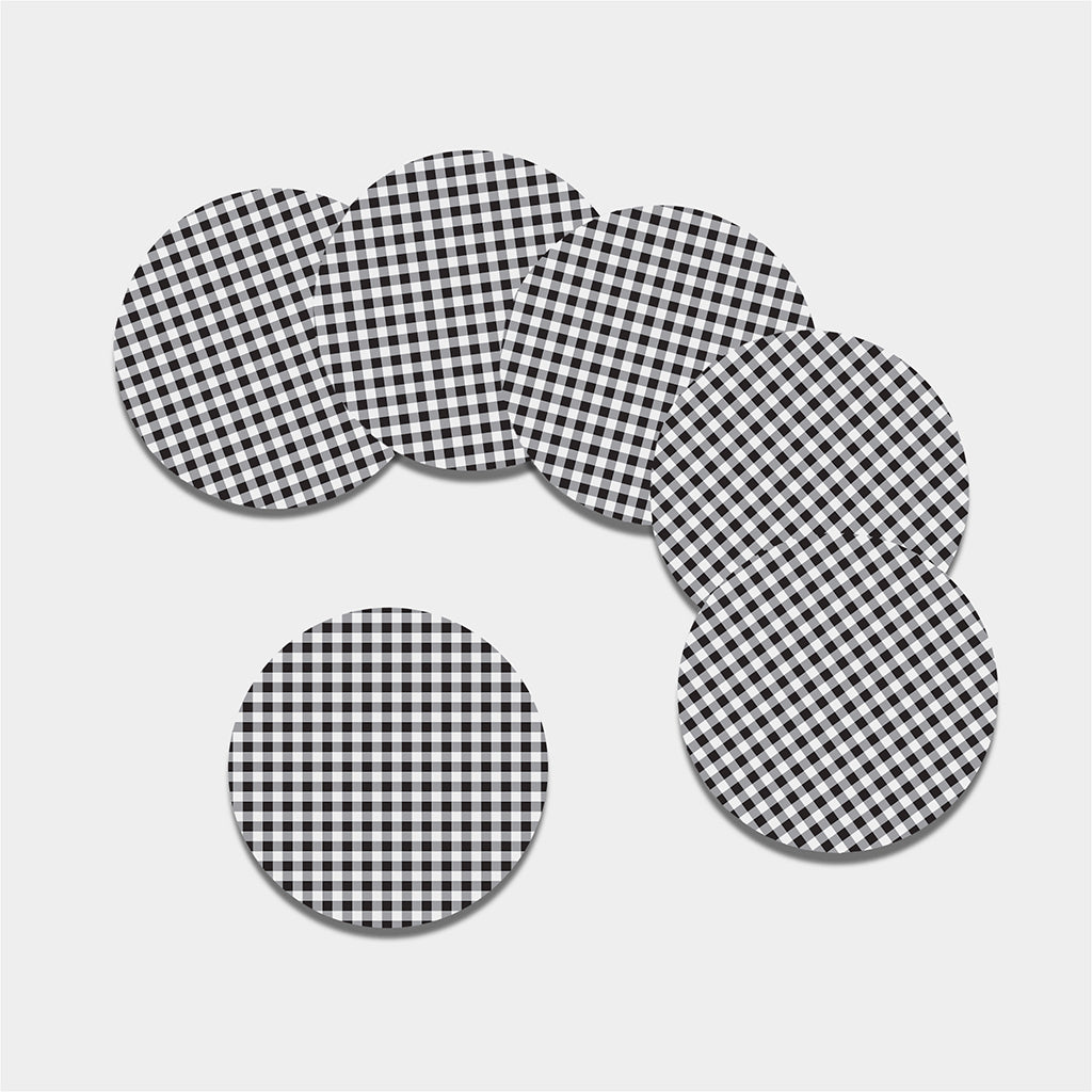 Black And White Check Pattern Print Leather Coaster Set
