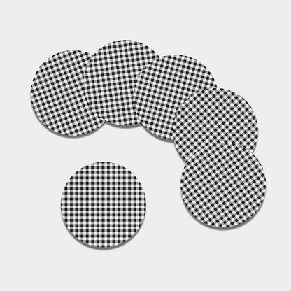 Black And White Check Pattern Print Leather Coaster Set