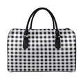 Black And White Check Pattern Print Leather Duffel Bag