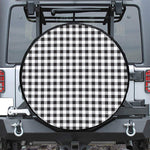 Black And White Check Pattern Print Leather Spare Tire Cover