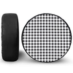 Black And White Check Pattern Print Leather Spare Tire Cover