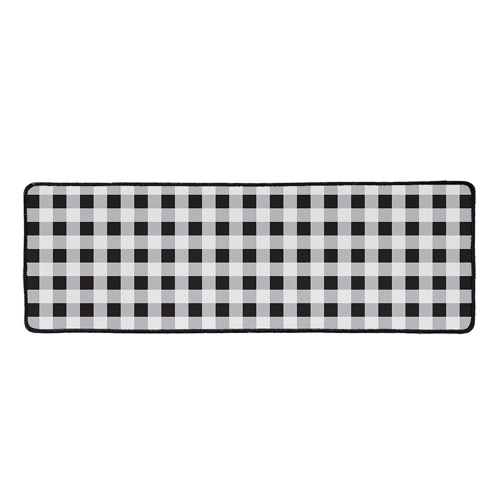 Black And White Check Pattern Print Long Kitchen Mat