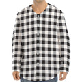Black And White Check Pattern Print Long Sleeve Baseball Jersey
