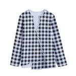 Black And White Check Pattern Print Long Sleeve Short Coat