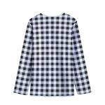 Black And White Check Pattern Print Long Sleeve Short Coat