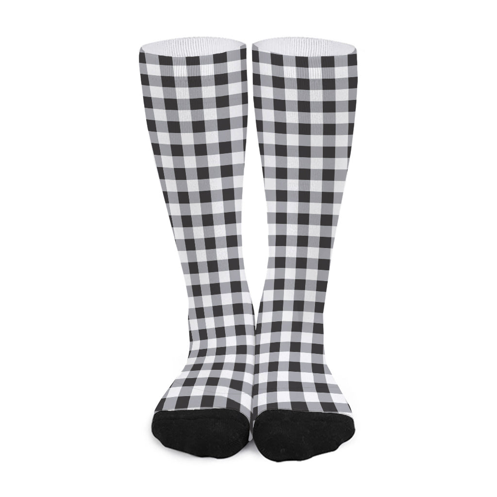 Black And White Check Pattern Print Long Socks