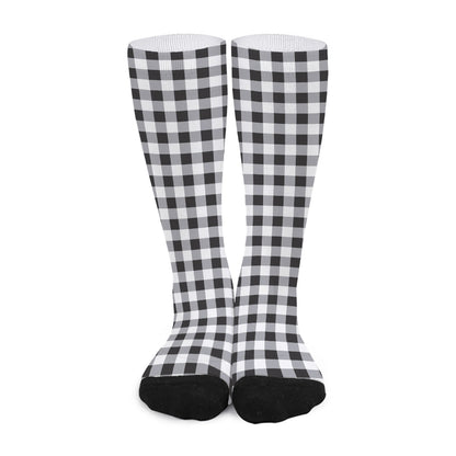 Black And White Check Pattern Print Long Socks