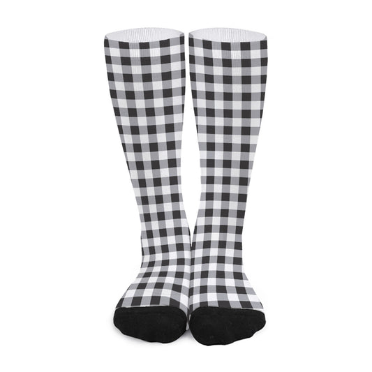 Black And White Check Pattern Print Long Socks