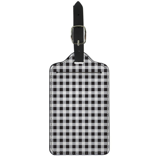 Black And White Check Pattern Print Luggage Tag