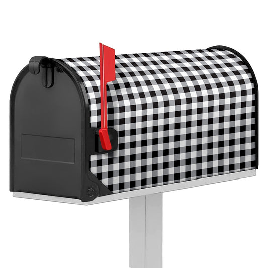 Black And White Check Pattern Print Mailbox Cover