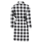 Black And White Check Pattern Print Men's Bathrobe