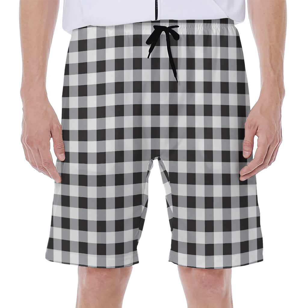 Black And White Check Pattern Print Men's Beach Shorts