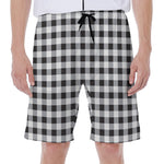 Black And White Check Pattern Print Men's Beach Shorts
