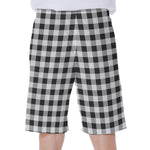 Black And White Check Pattern Print Men's Beach Shorts