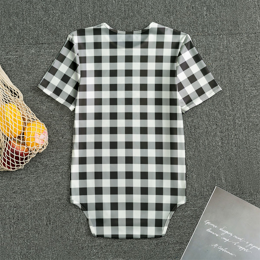 Black And White Check Pattern Print Men's Bodysuit