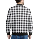 Black And White Check Pattern Print Men's Bomber Jacket