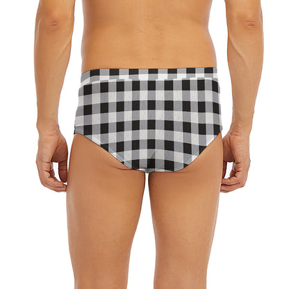 Black And White Check Pattern Print Men's Briefs