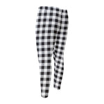 Black And White Check Pattern Print Men's Compression Pants