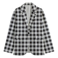 Black And White Check Pattern Print Men's Cotton Blazer