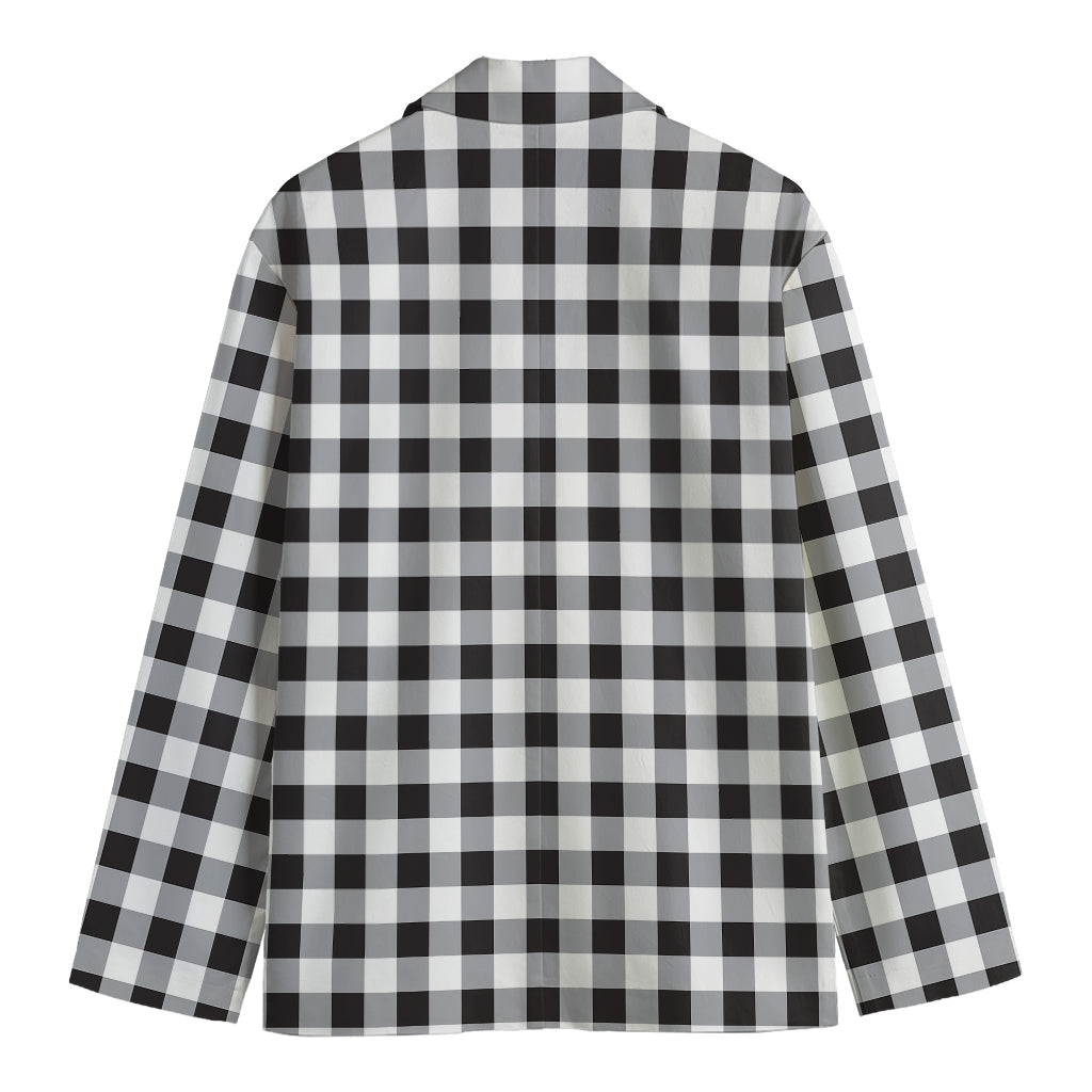 Black And White Check Pattern Print Men's Cotton Blazer