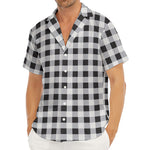 Black And White Check Pattern Print Men's Deep V-Neck Shirt