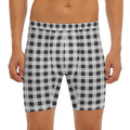 Black And White Check Pattern Print Men's Long Boxer Briefs