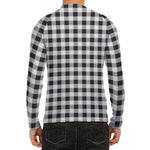 Black And White Check Pattern Print Men's Long Sleeve Rash Guard