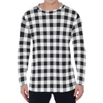 Black And White Check Pattern Print Men's Long Sleeve T-Shirt