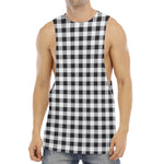 Black And White Check Pattern Print Men's Muscle Tank Top