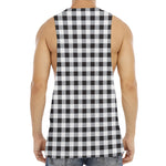 Black And White Check Pattern Print Men's Muscle Tank Top