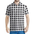 Black And White Check Pattern Print Men's Polo Shirt