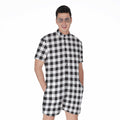 Black And White Check Pattern Print Men's Romper