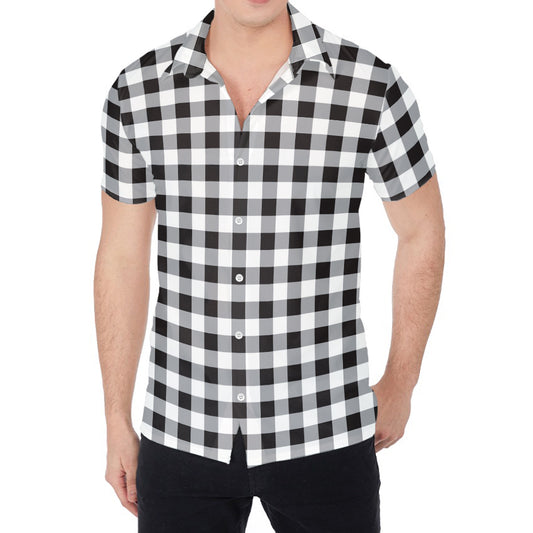 Black And White Check Pattern Print Men's Shirt