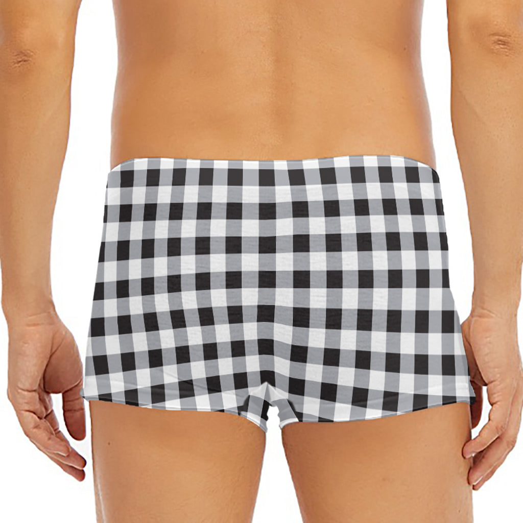 Black And White Check Pattern Print Men's Short Boxer Briefs