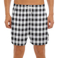 Black And White Check Pattern Print Men's Split Running Shorts
