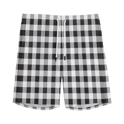 Black And White Check Pattern Print Men's Sports Shorts
