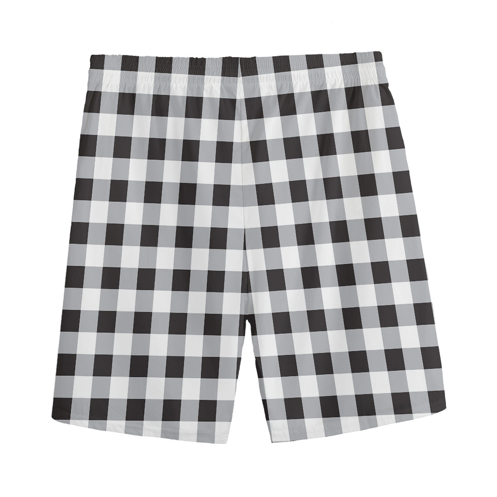 Black And White Check Pattern Print Men's Sports Shorts
