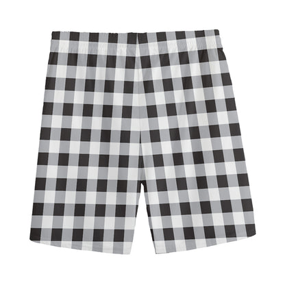 Black And White Check Pattern Print Men's Sports Shorts