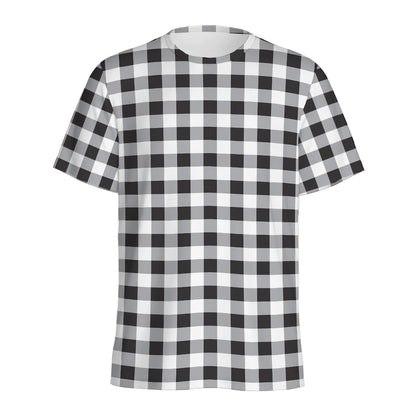 Black And White Check Pattern Print Men's Sports T-Shirt