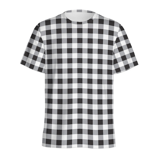 Black And White Check Pattern Print Men's Sports T-Shirt