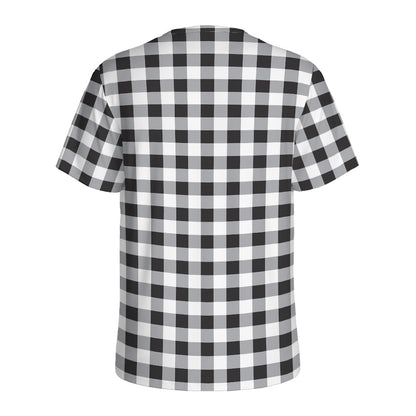 Black And White Check Pattern Print Men's Sports T-Shirt