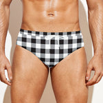Black And White Check Pattern Print Men's Swim Briefs