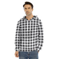 Black And White Check Pattern Print Men's Velvet Pullover Hoodie