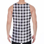 Black And White Check Pattern Print Men's Velvet Tank Top