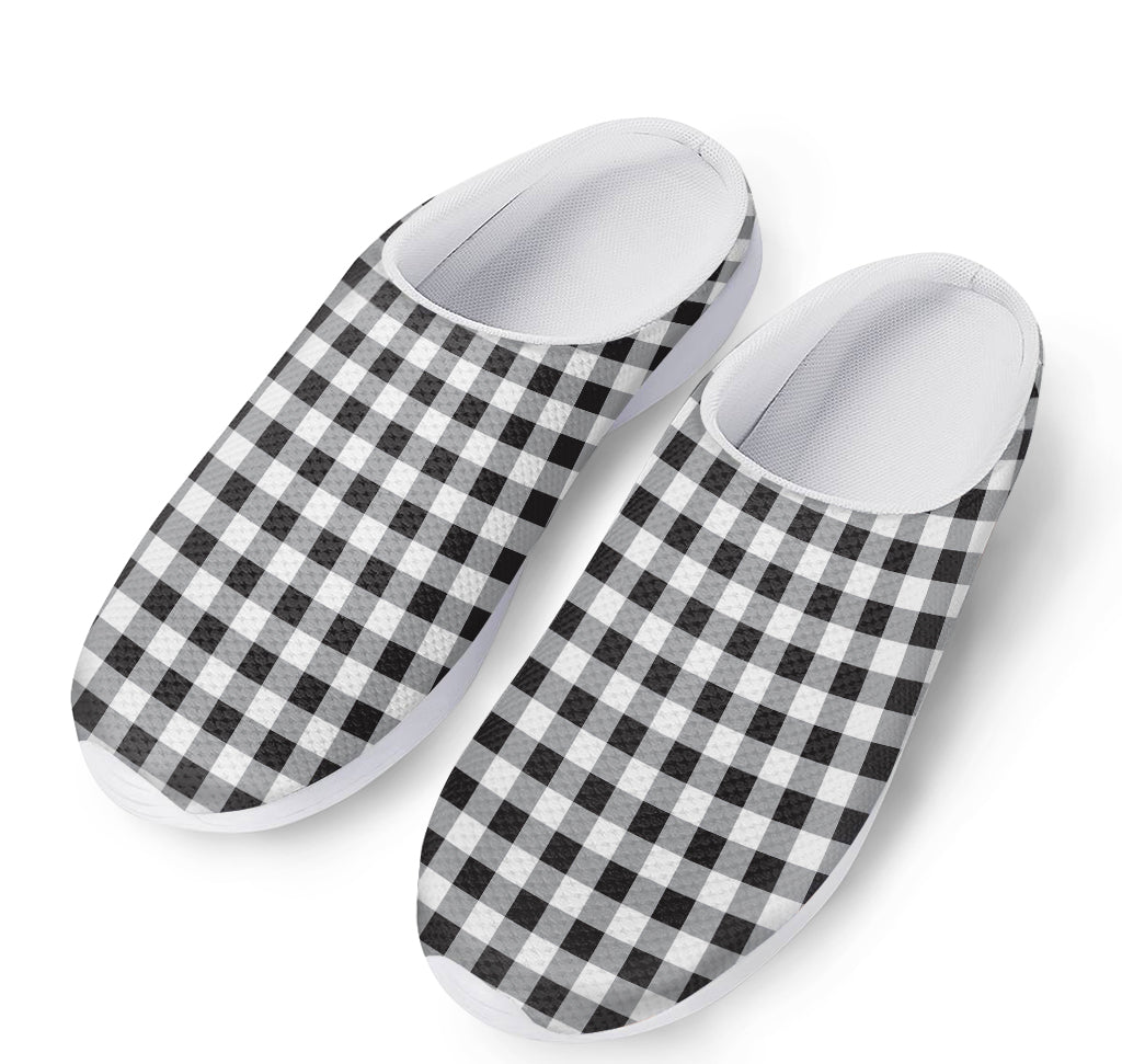 Black And White Check Pattern Print Mesh Casual Shoes