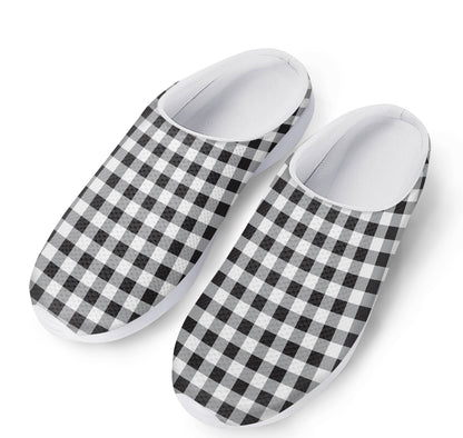 Black And White Check Pattern Print Mesh Casual Shoes
