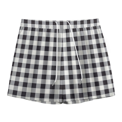 Black And White Check Pattern Print Mesh Shorts