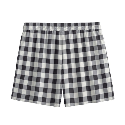 Black And White Check Pattern Print Mesh Shorts
