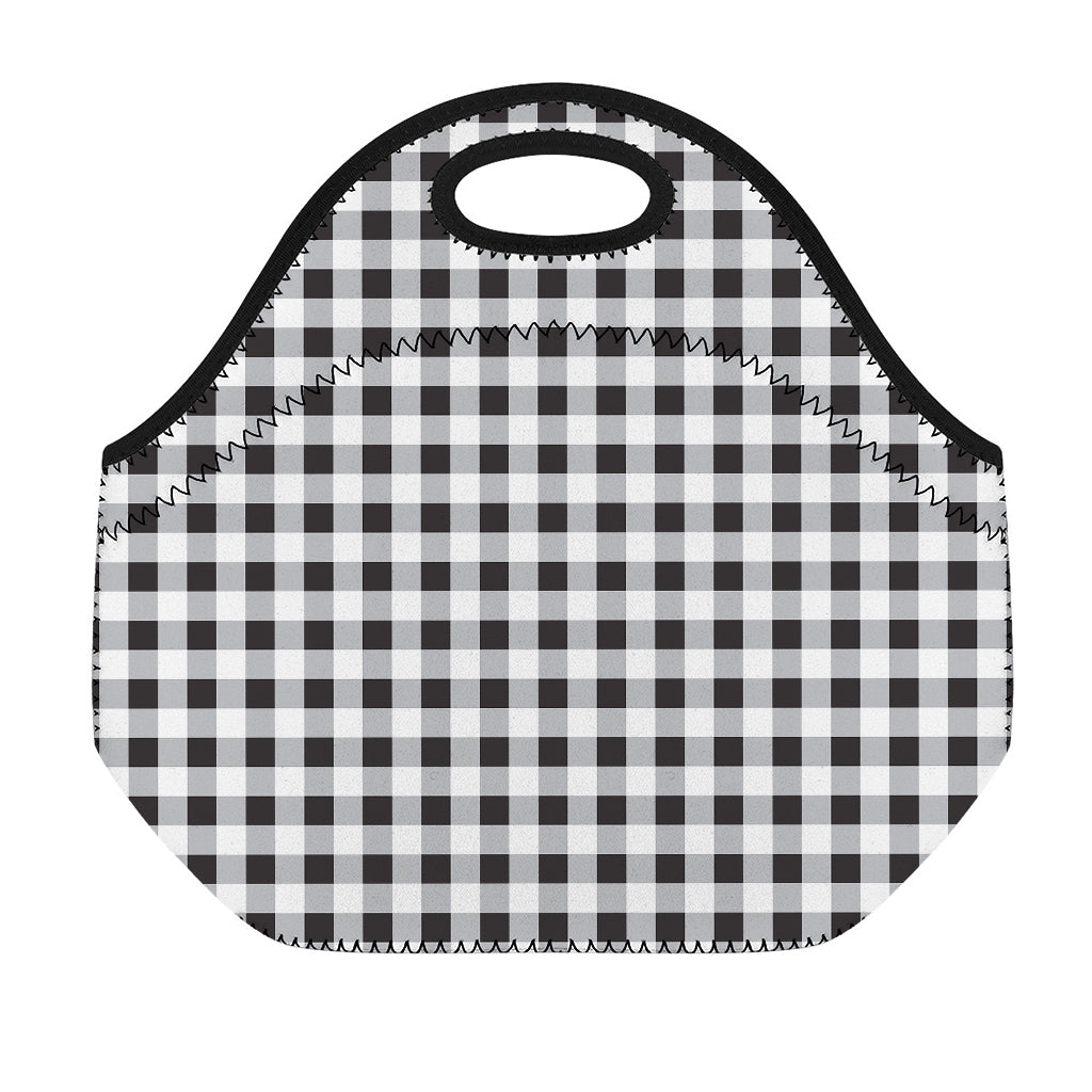 Black And White Check Pattern Print Neoprene Lunch Bag